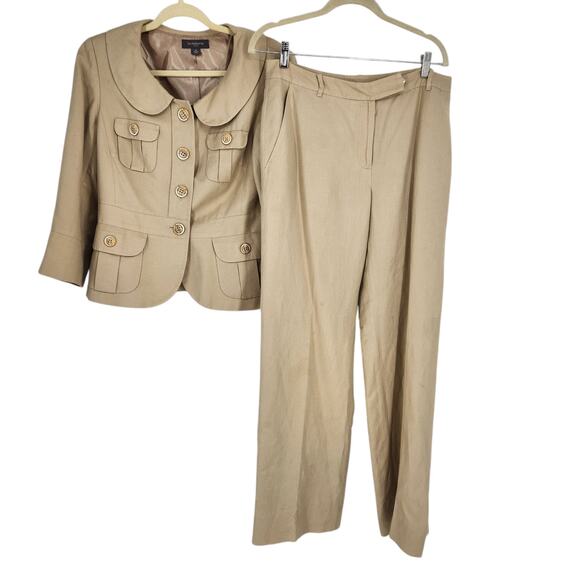 Vintage Liz Claiborne Suits Linen Blend Safari Utility Jacket Size 10 - Picture 5 of 5